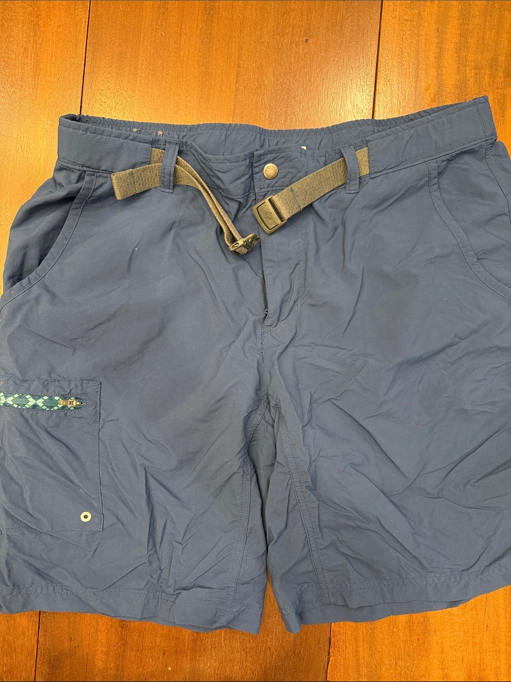 Columbia Navy Blue Hybrid Shorts with Integrated Webbing Belt